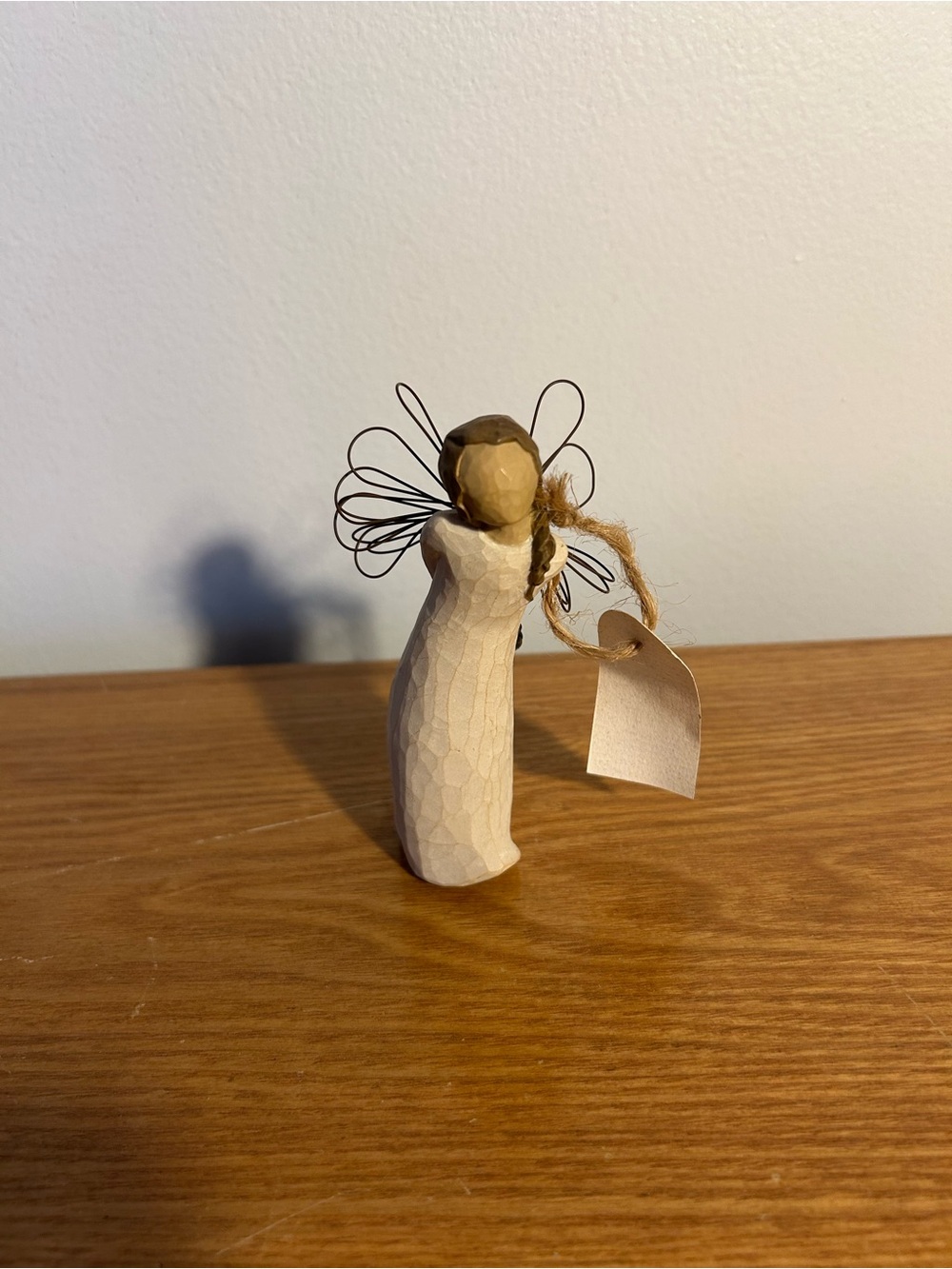 Willow Tree Angel Figurine in Cream and Brown with Wire Wings - Picture 5 of 5
